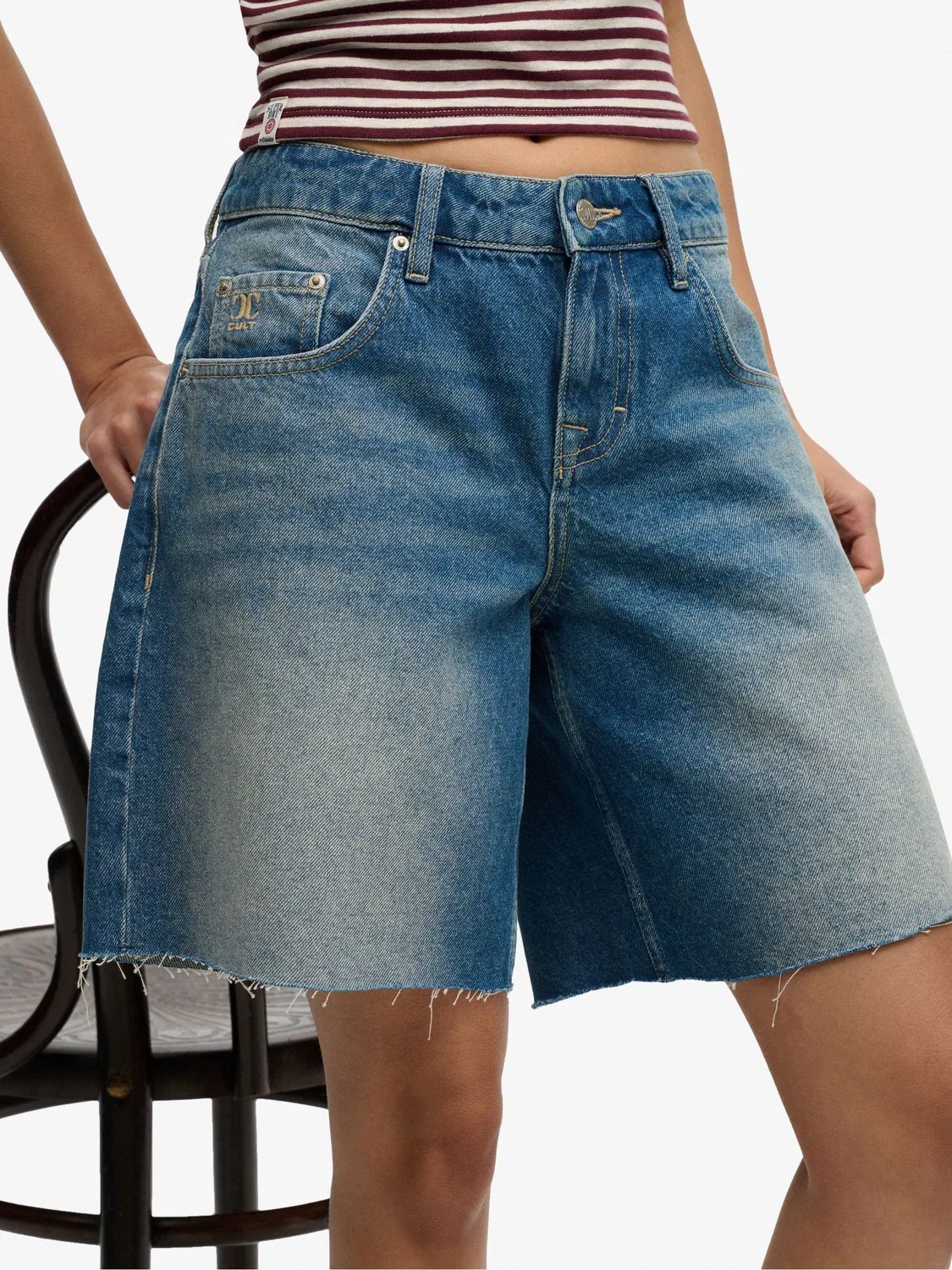 Шорты свободные Mid Rise Baggy Superdry, Mid Blue Wash — фото 2