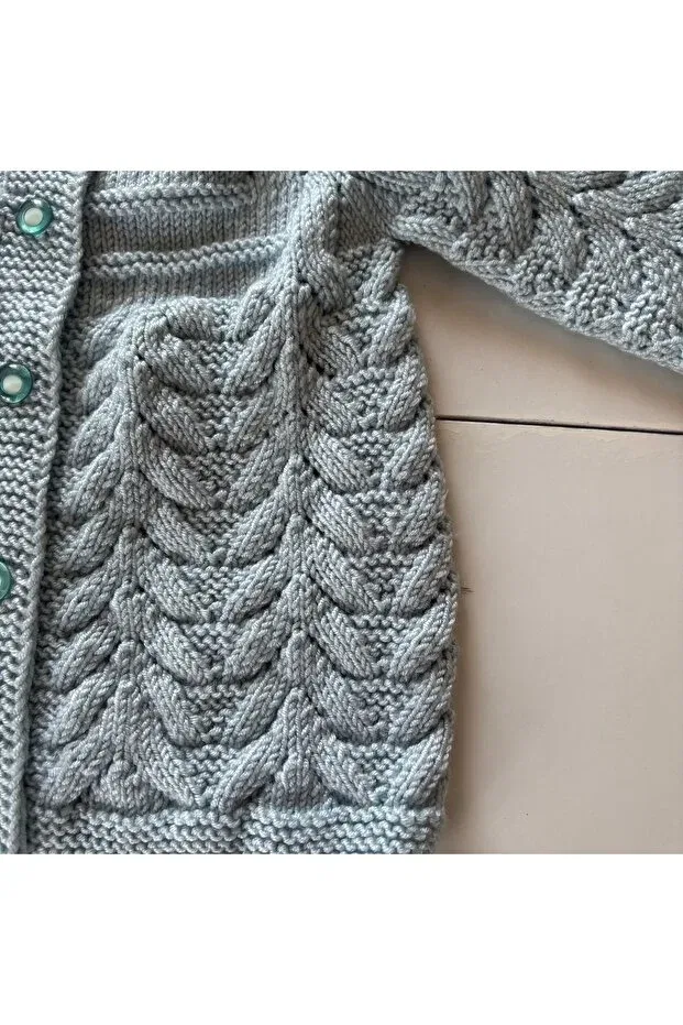 Детский кардиган хлопковый Unisex baby knitted cardigan light blue hair knitted patterned knitwear cardigan 0-3 months, 3-6 months Generic Brands, Blue — фото 2