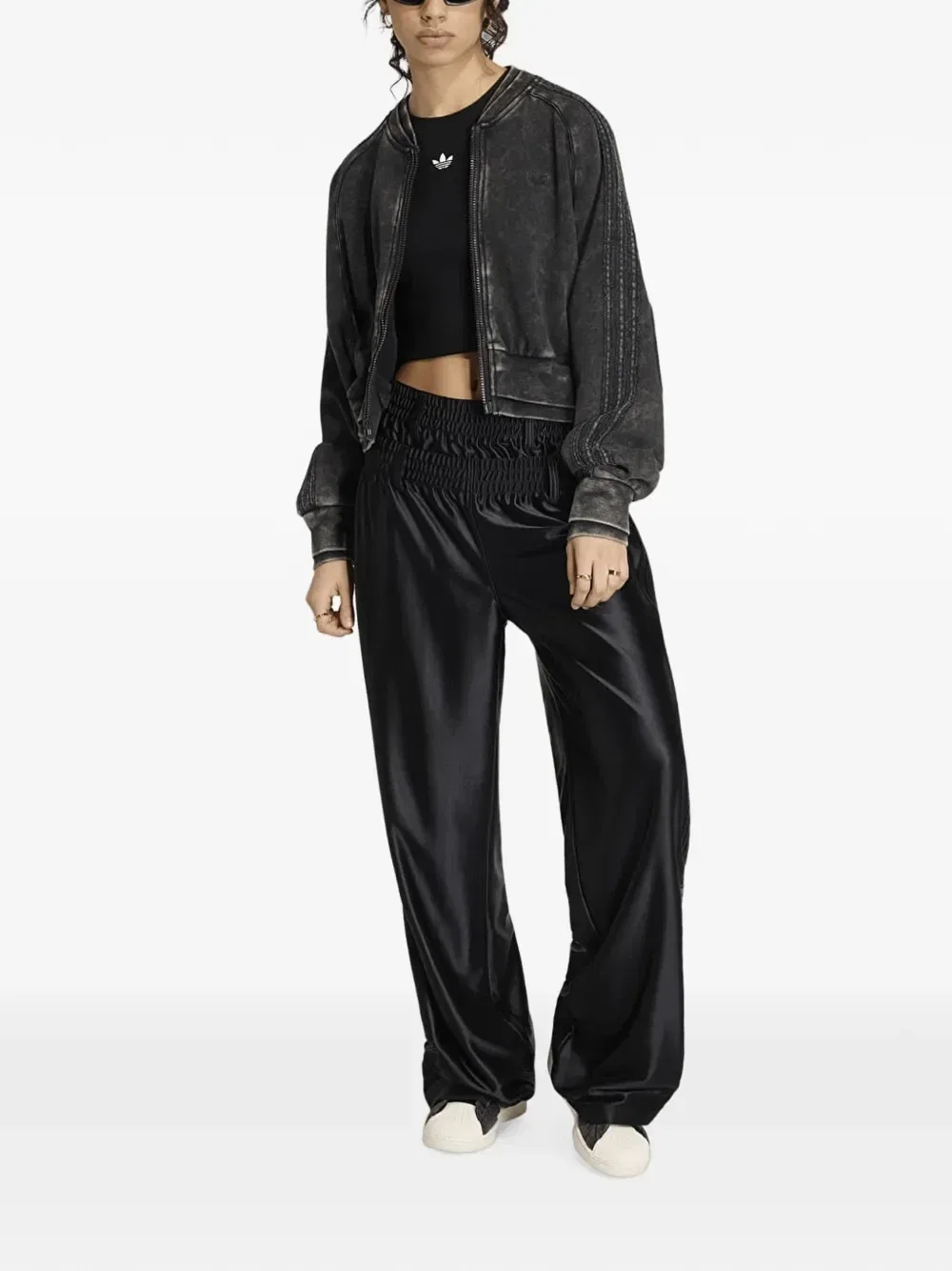 Укороченная куртка SST с двойным слоем adidas, черный — фото 2