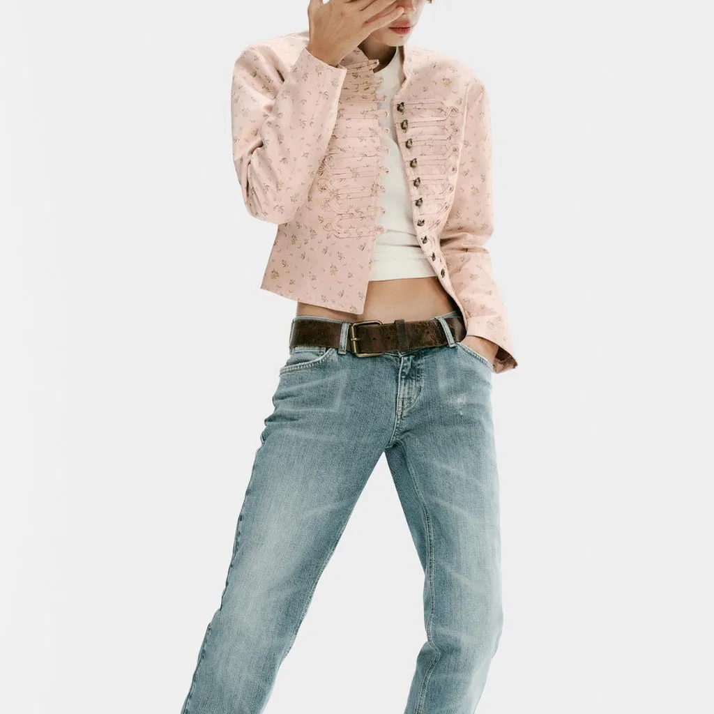 Женский костюм с воротником-стойкой, приталенный Business Suits, ZARA, Earth Gray Pink — фото 4