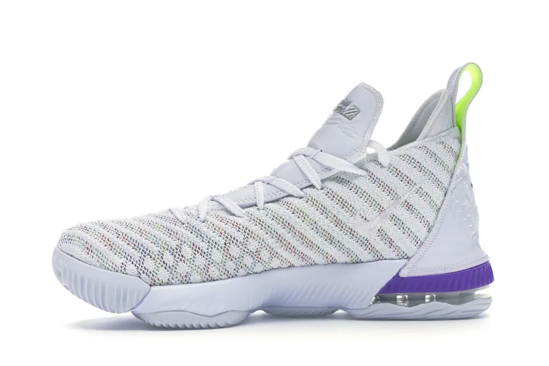 Детские кроссовки для мальчиков с принтом Nike LeBron 16, White/Multi-Color-Hyper Grape-Volt — фото 3