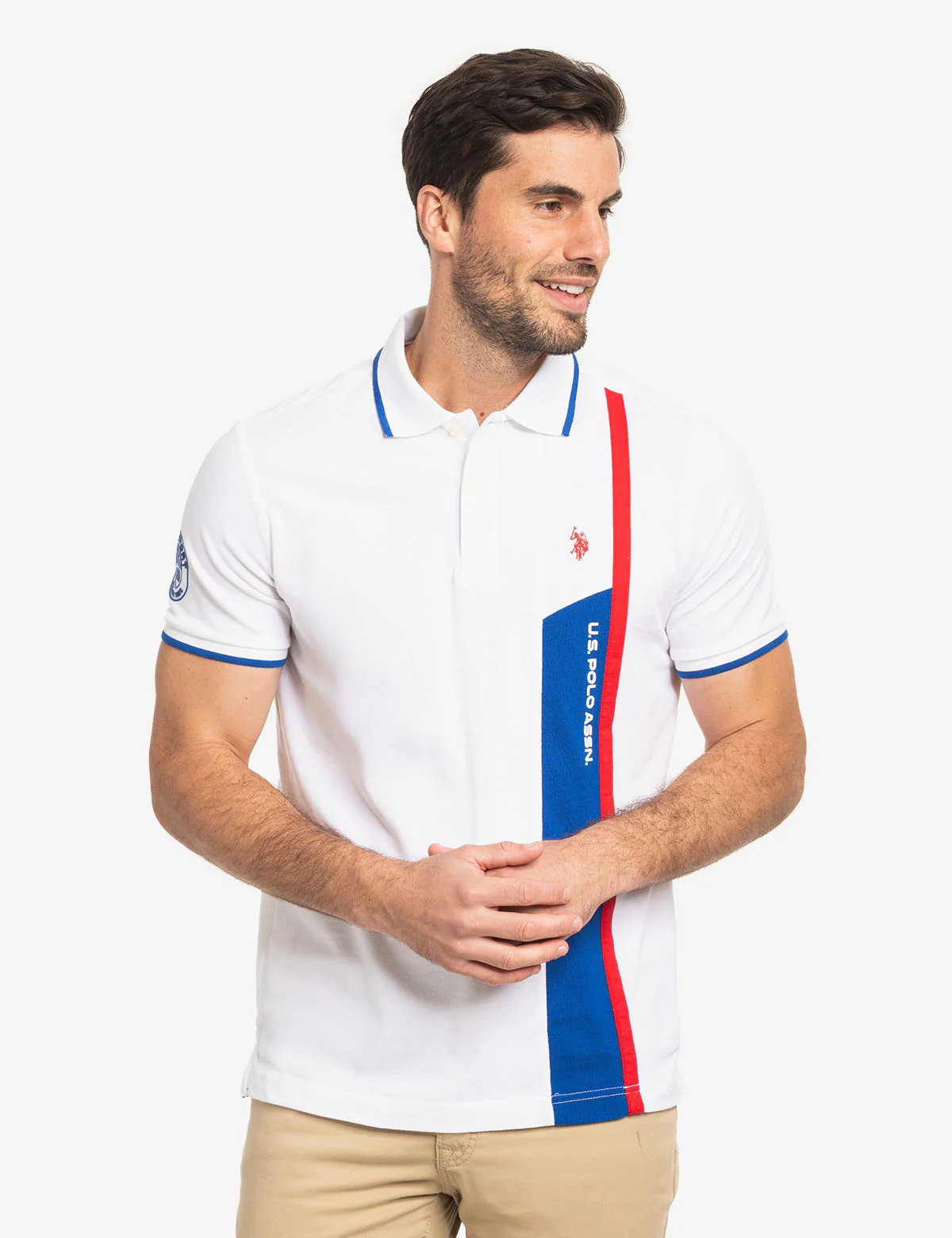 

Футболка-поло U.S. Polo Assn Vertical Color Block Pique, белый