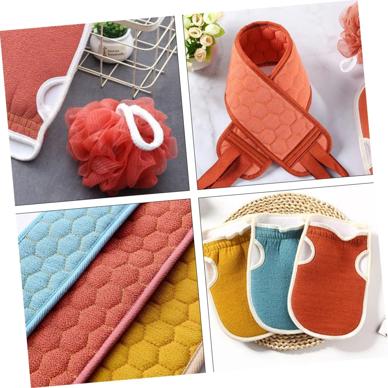 Мочалка для тела, 3 шт, TOGEVAL, из волокнистой губки, с длинной ручкой, 82x9x1 см — фото 4