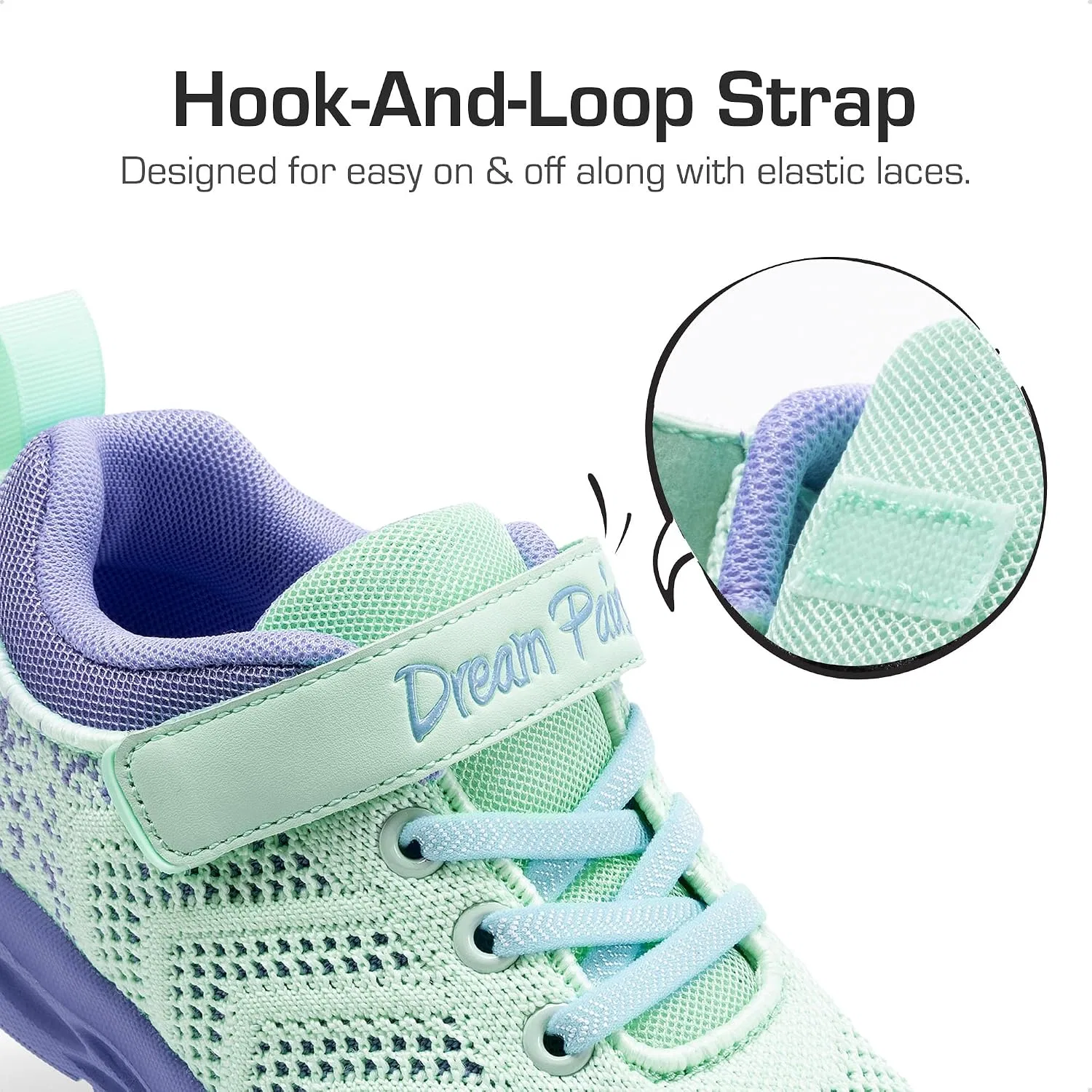 Детские кроссовки для девочек легкие DREAM PAIRS, Mint Green/Purple — фото 3