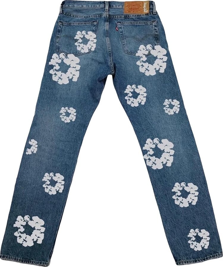 Джинсы Levi's x Denim Tears The Cotton Wreath Jean 'Vintage Wash', синий — фото 3