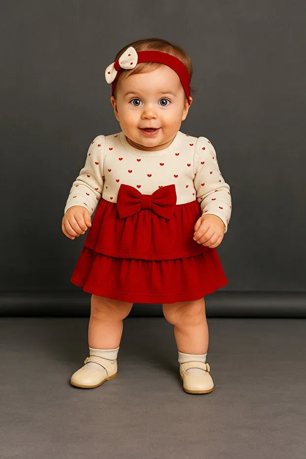 Детский комплект для девочек с принтом Chicsy Baby, Red — фото 3