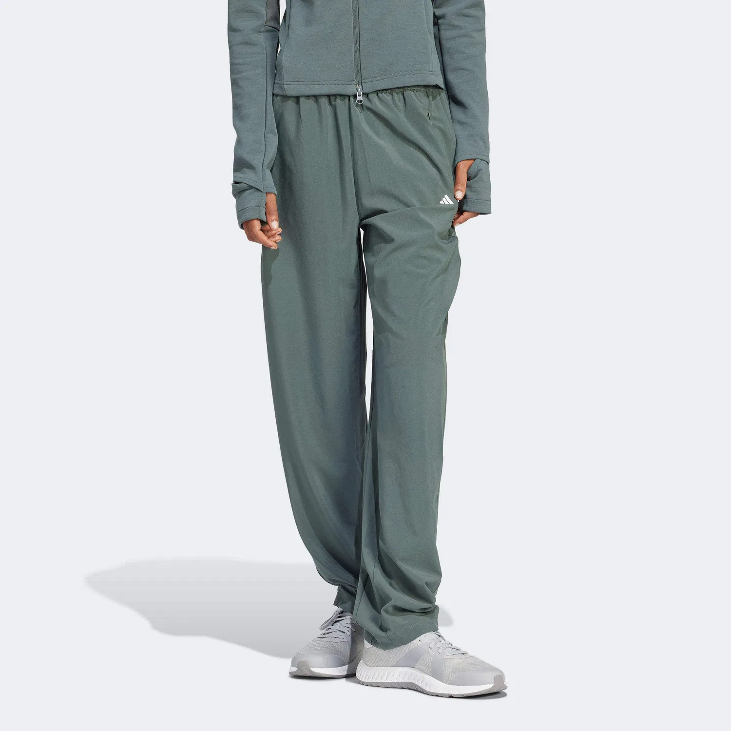 Женские спортивные штаны из трикотажа Adidas, Gray Green — фото 3