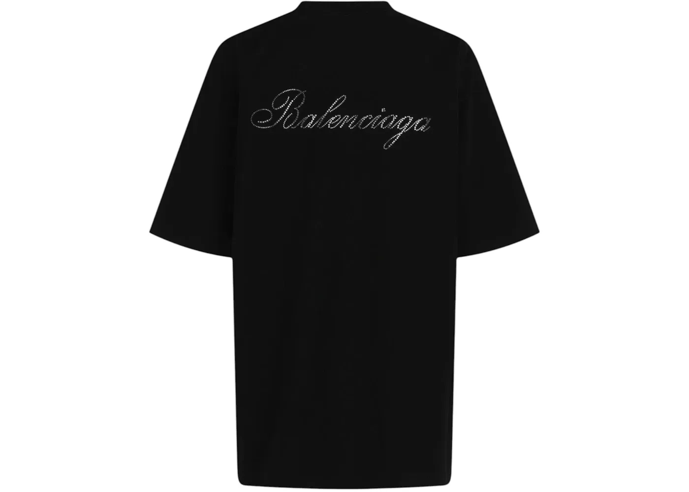 Женская футболка с принтом и кристаллами Handwritten Logo Balenciaga, черный — фото 2
