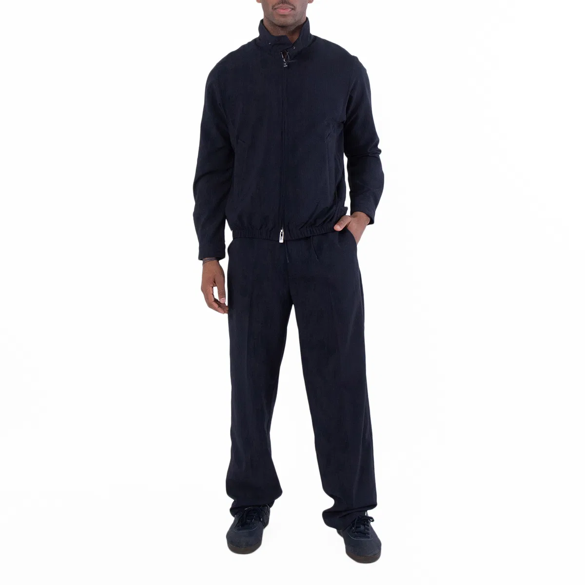 Брюки из нейлона с эффектом сейрсакер Emporio Armani, Navy Blue — фото 4