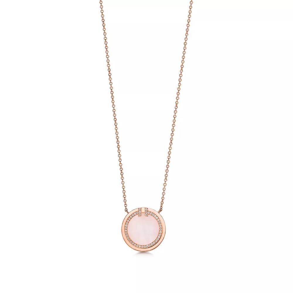 

Кулон с цепочкой Tiffany & Co. Diamond And Pink Opal Circle, розовое золото