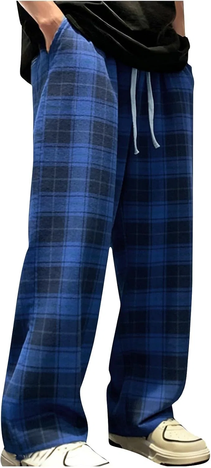 Мужские спортивные брюки с принтом, Classic Plaid, синий