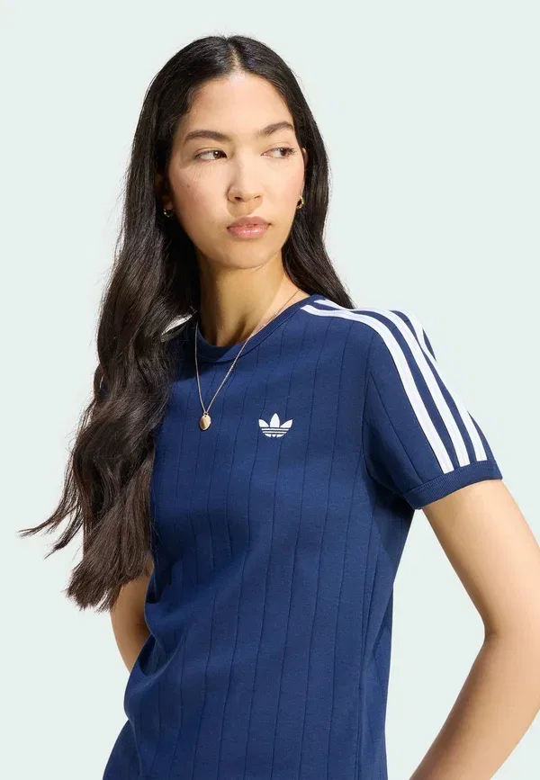 Футболка в полоску с коротким рукавом, облегающего кроя - футболка с принтом Adidas Originals, белый/серый — фото 3