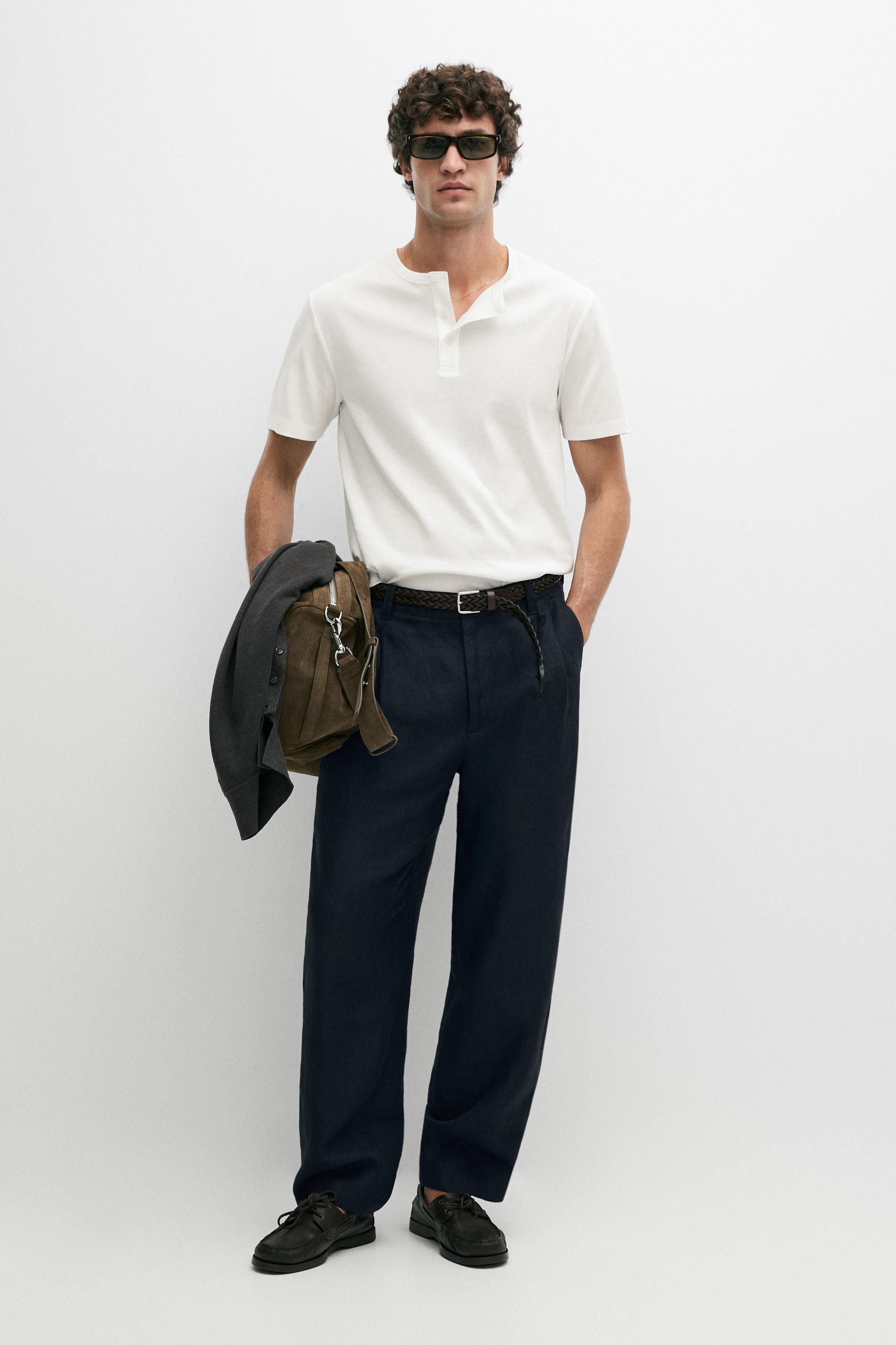 Футболка Massimo Dutti 100% Cotton Henley, белый — фото 2
