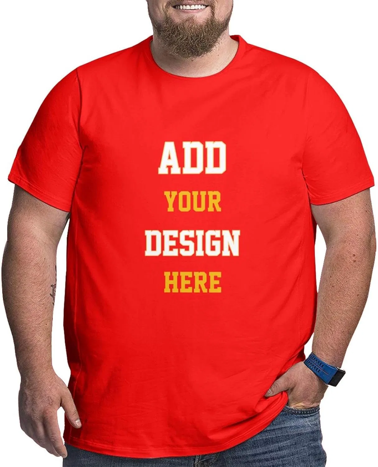 Мужская свободная футболка с круглым вырезом Custom Picture T-shirts for Big and Tall Men, Red