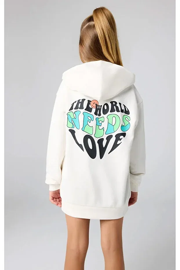 Детское худи для девочек хлопковая Eco future hooded sweatshirt organic cotton beige Champion, Beige — фото 4