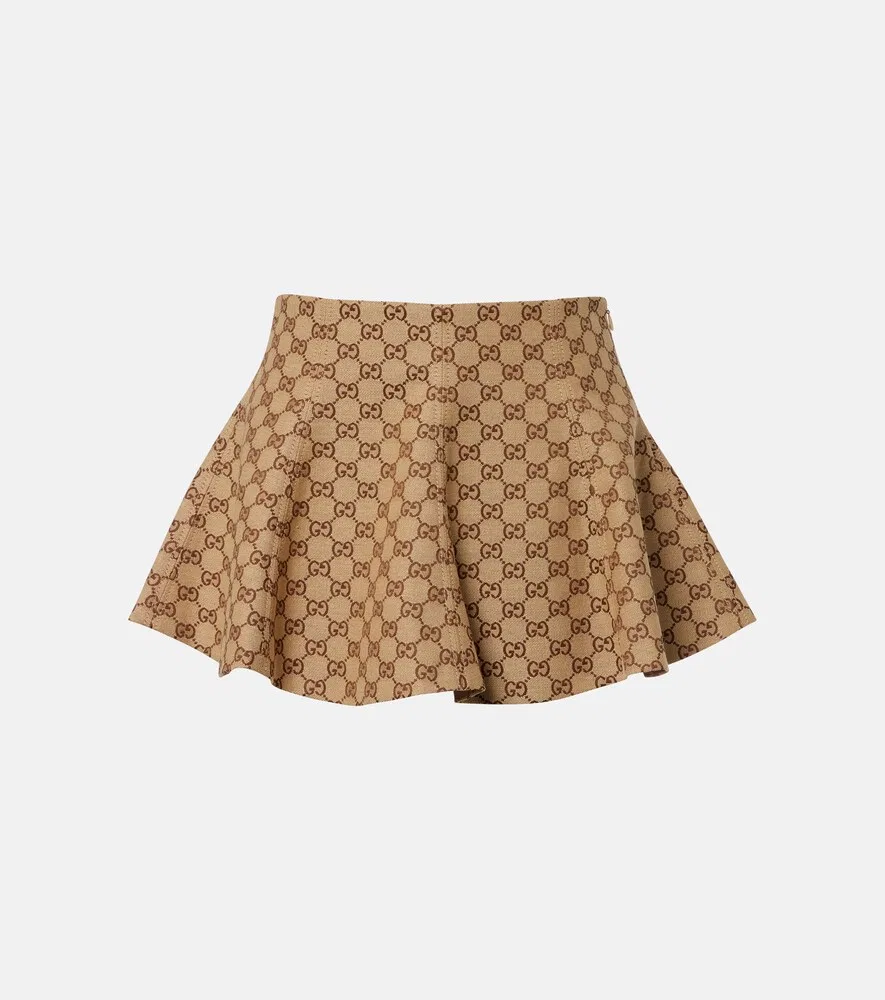 Мини-юбка из канваса Gucci, коричневый