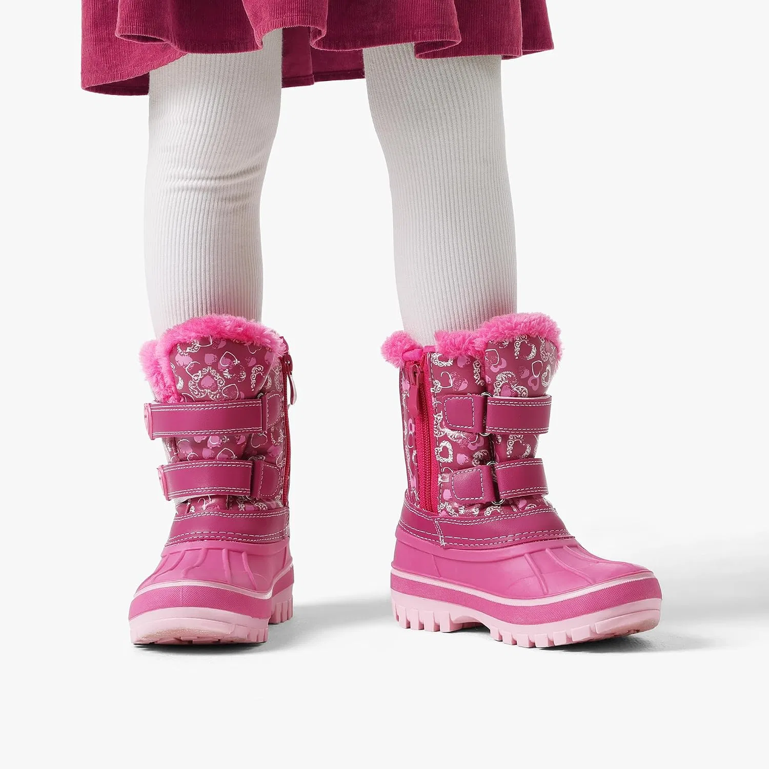 Детские зимние водонепроницаемые снежные ботинки DREAM PAIRS, Pink — фото 3