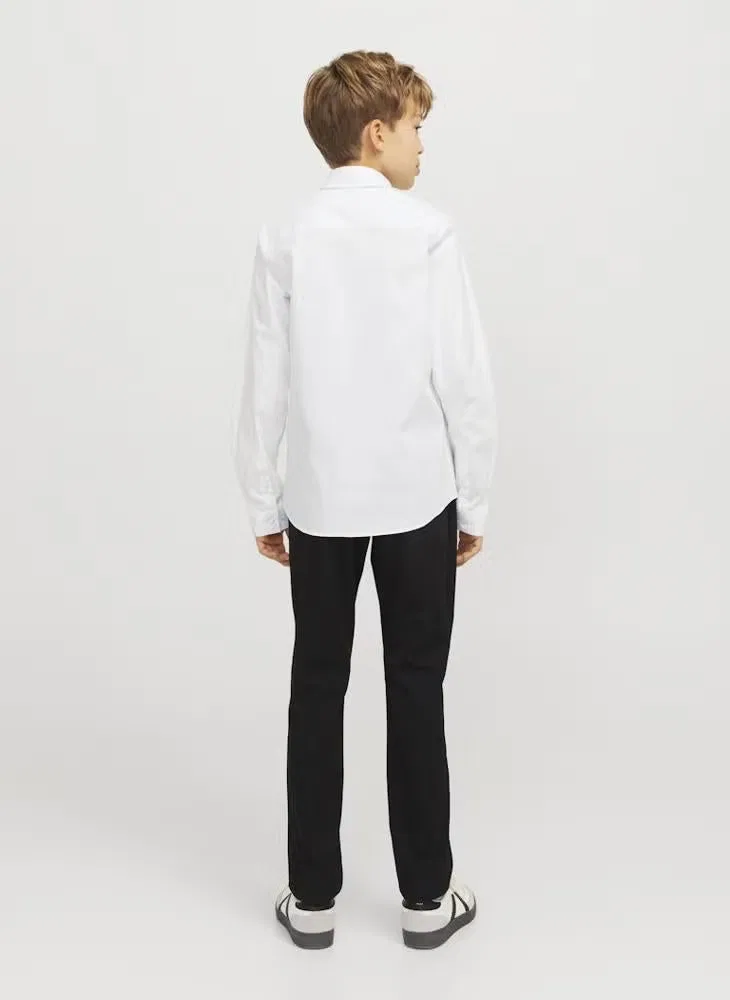 Рубашка классическая с длинным рукавом JJAxel Jack & Jones Junior, белый — фото 2
