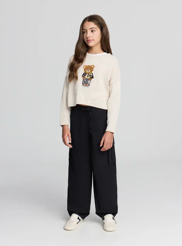 Брюки из хлопка с эластаном Cargo trousers Terranova, черный
