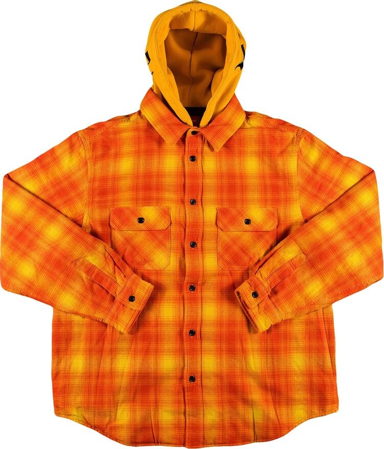 

Рубашка Supreme Hooded Flannel Zip Up Shirt 'Orange', оранжевый