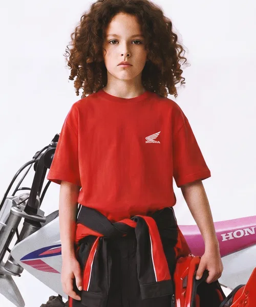 Детская футболка с коротким рукавом с логотипом Small Wing HONDA MOTORCYCLE, Red