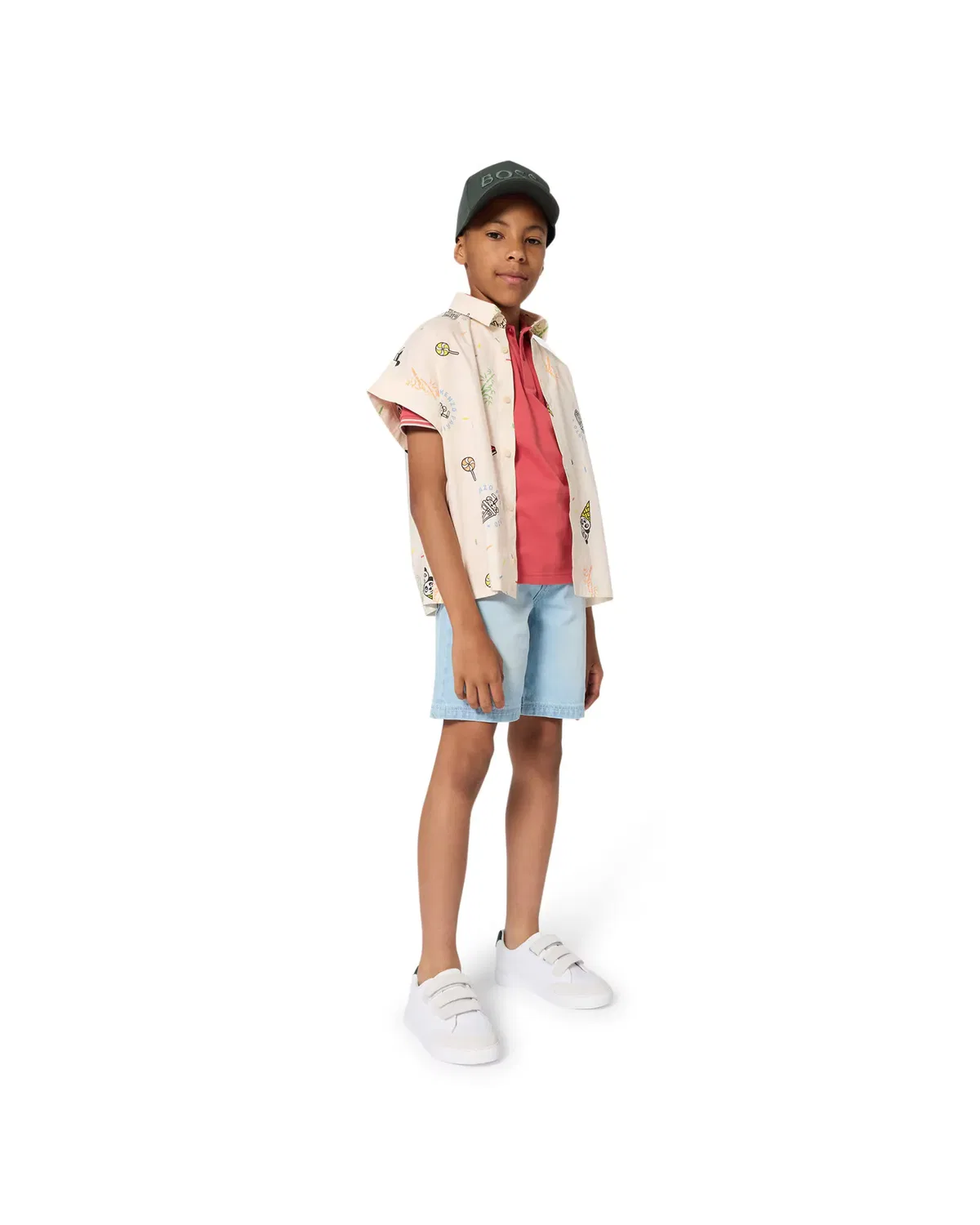 Детское поло для мальчиков хлопковое BOSS Kidswear, Rosa — фото 3