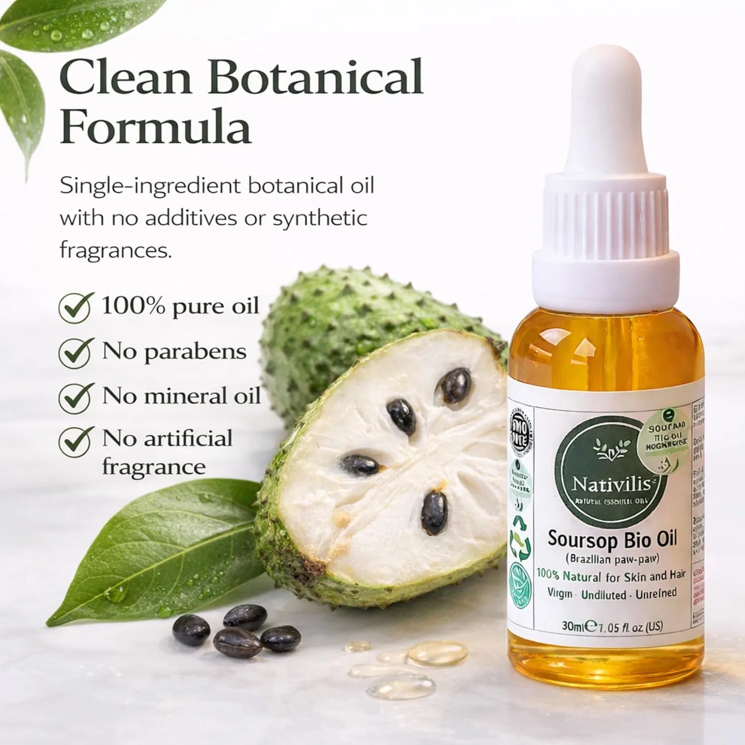 Масло для лица и тела Nativilis Organic Soursop Oil, 30 мл Nativilis Natural Essential Oils — фото 2