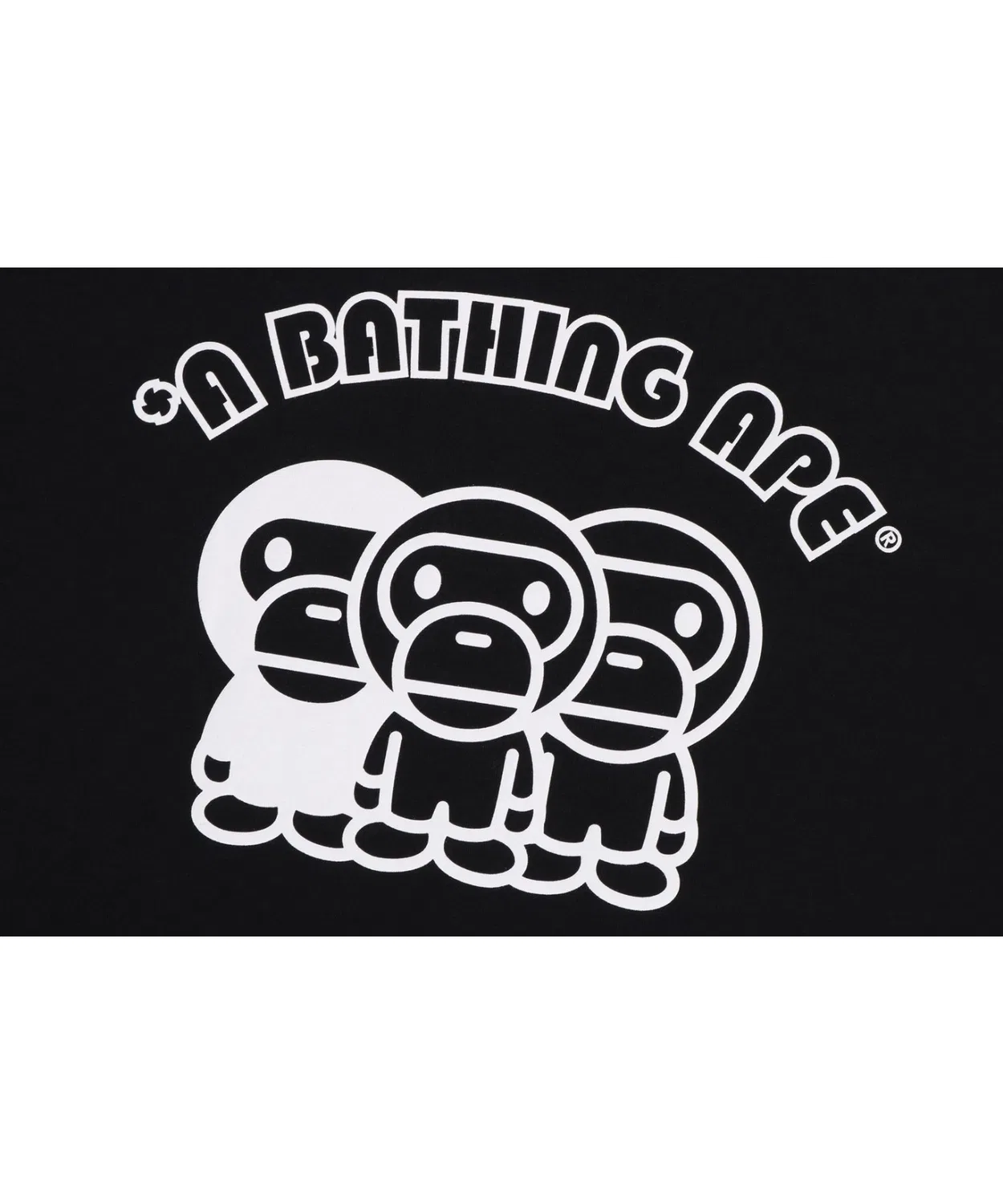 Детское футболка с коротким рукавом и принтом BABY MILO TRIM TEE A BATHING APE, Black — фото 4