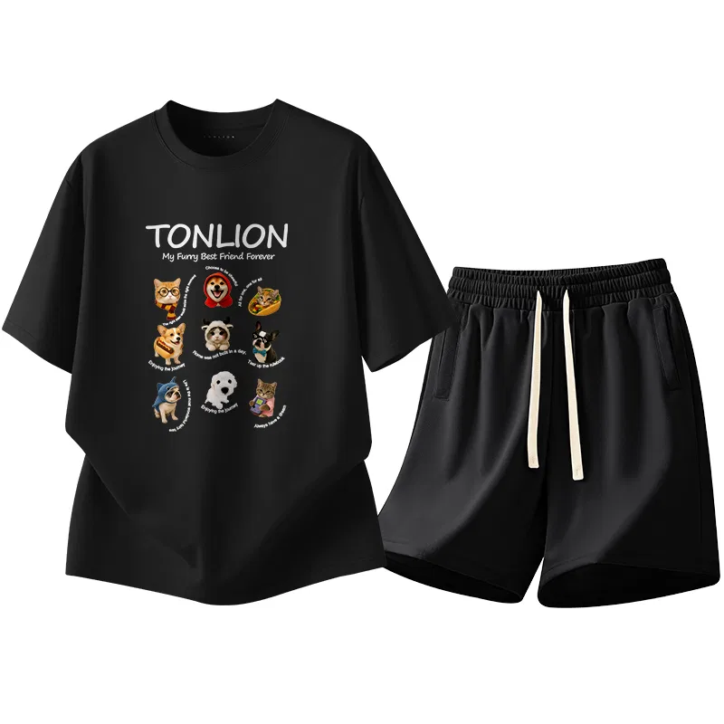 Детский спортивный костюм с принтом Tonlion, Черный
