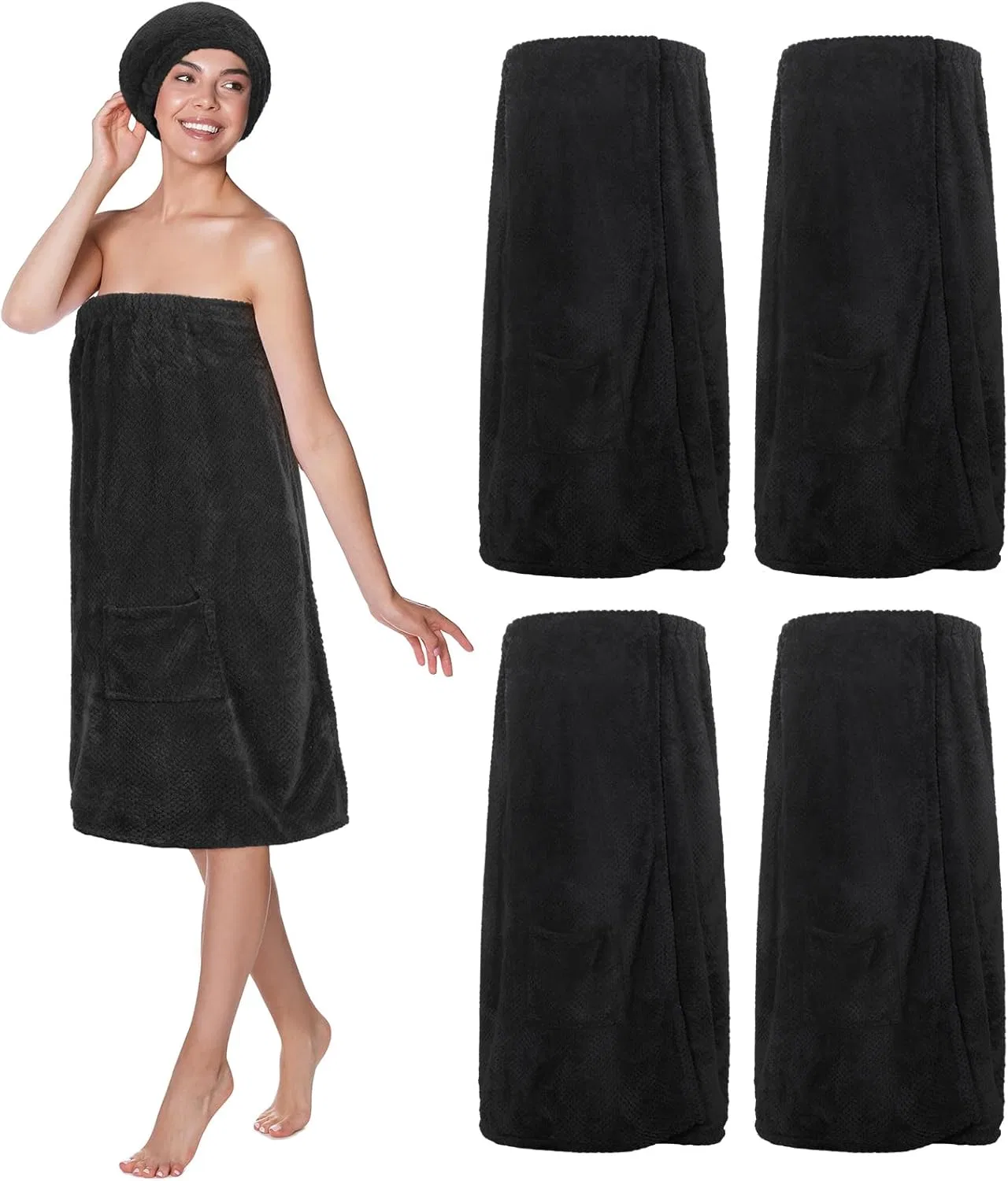 Шапочка для душаs and Wraps Set 4 шт Kinlop, Black