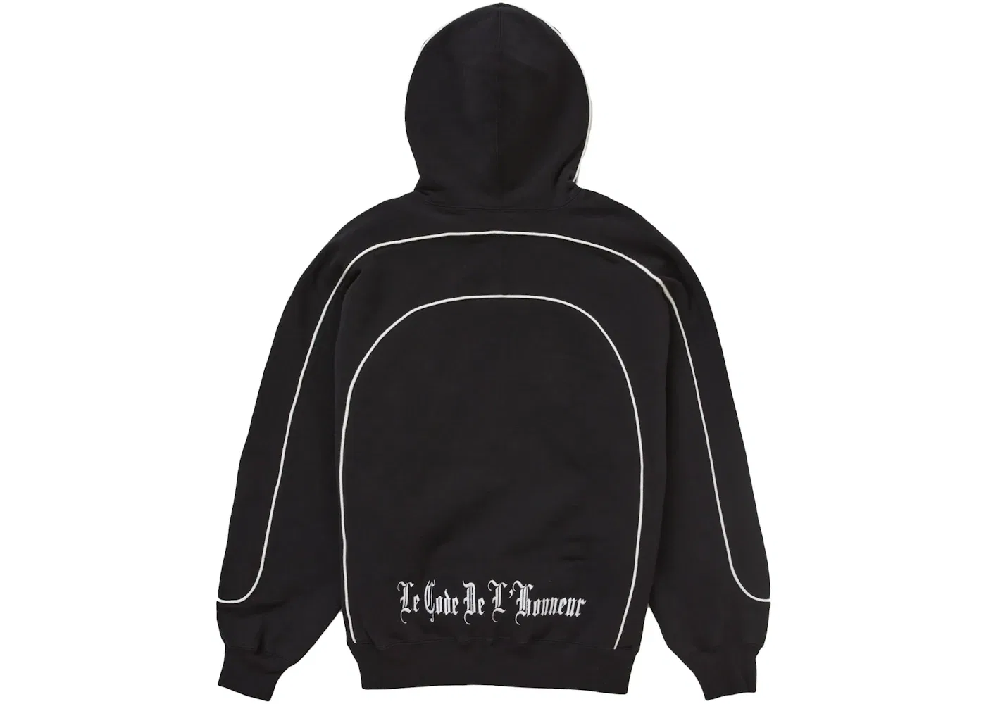 Мужской худи с принтом Supreme Curve Piping Hooded Sweatshirt, Black — фото 2