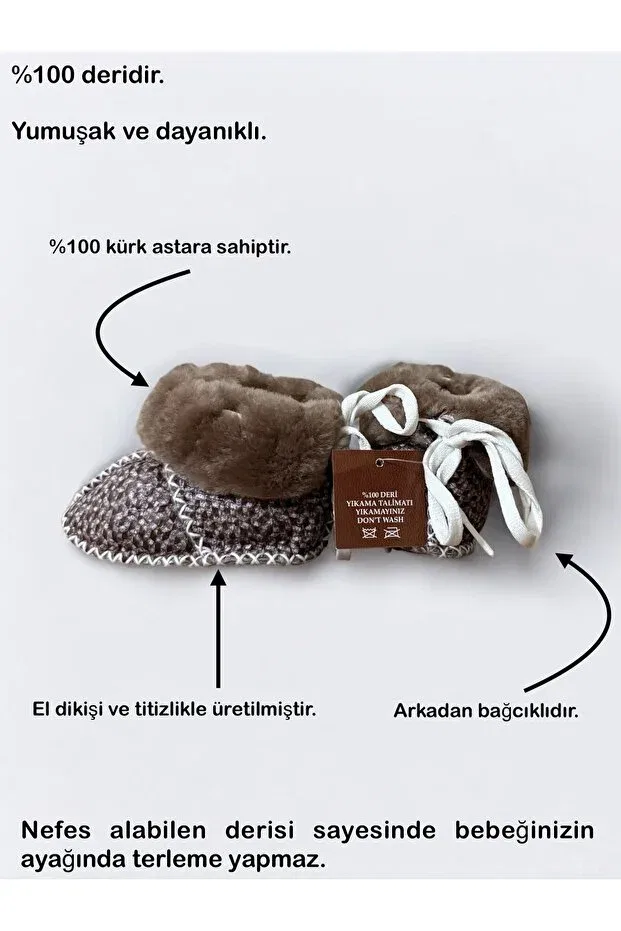 Детские пинетки для новорожденных кожаные Leather baby booties Store, Multicolor — фото 3