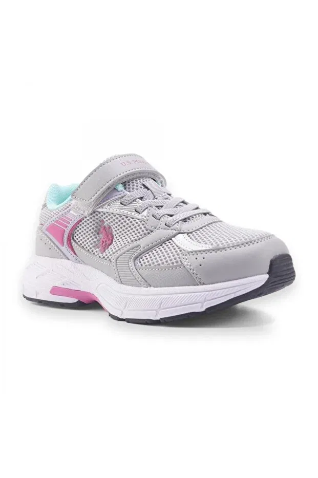Детские кроссовки для девочек с графическим принтом U.S. Polo Assn., Gray-Pink-Lila