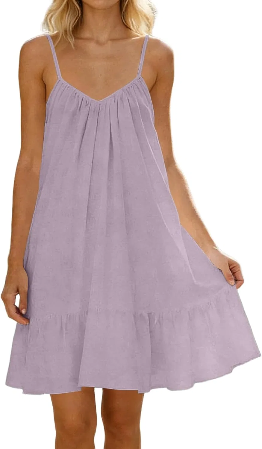 Женское летнее платье с воланами на бретелях, Light Purple