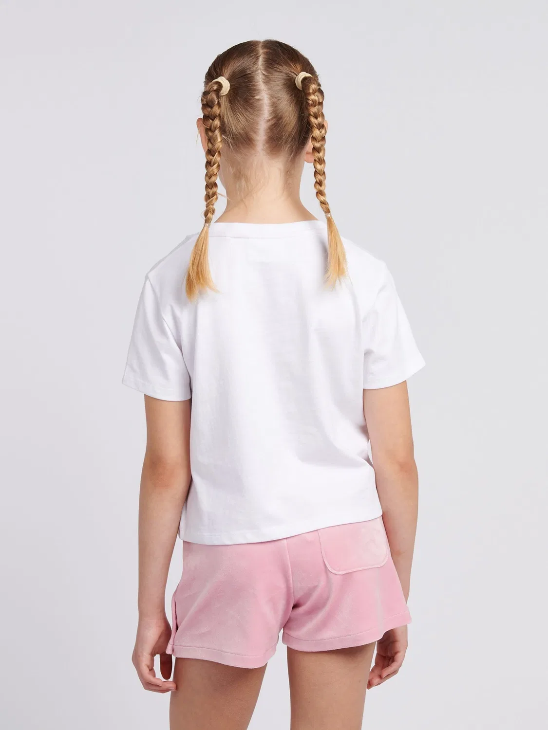 Комплект: футболка оверсайз и шорты велюровые Juicy Couture, розовый — фото 3