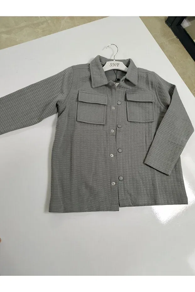 Детская для мальчиков рубашка джинсовая Snap Button Shirt Nanica, Gray
