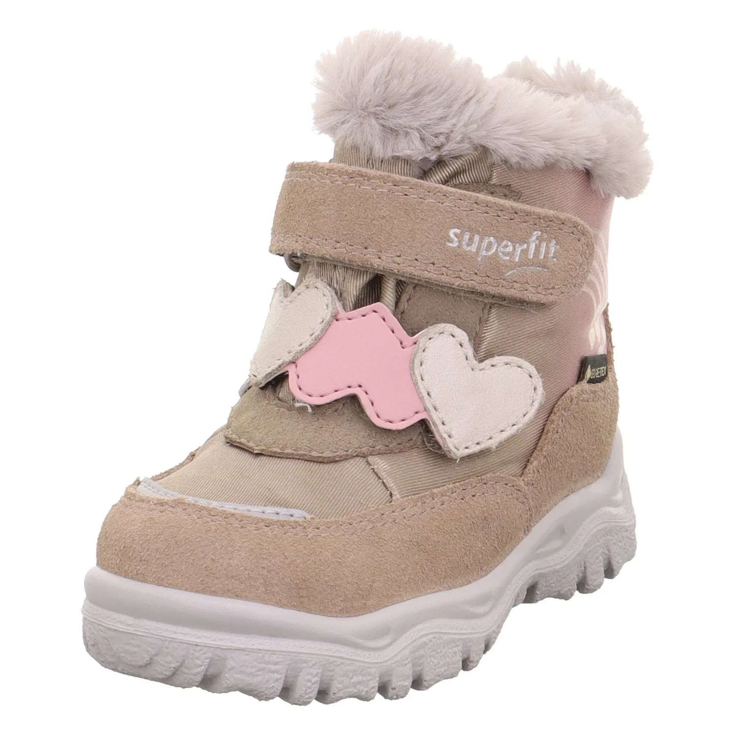 Детские зимние ботинки на липучке Superfit, Light Beige-Pink