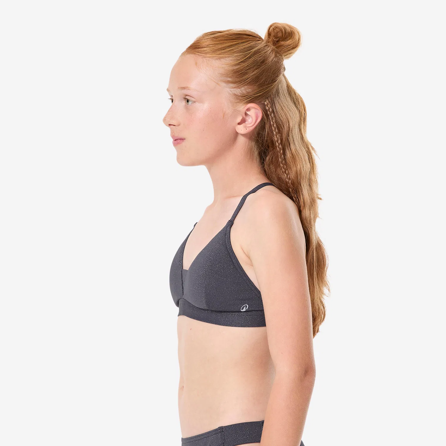 Детское бикини-топ для девочек Lurex Lizy Decathlon, цвет Rauchschwarz — фото 3