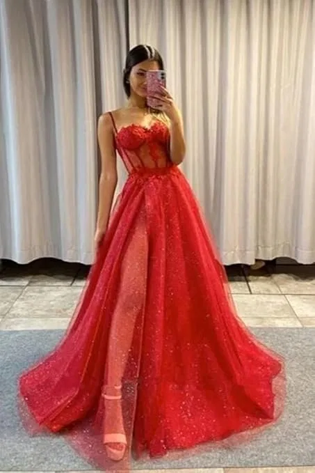 Женское вечернее платье с пайетками на бретелях A-line, Fuchsia — фото 3
