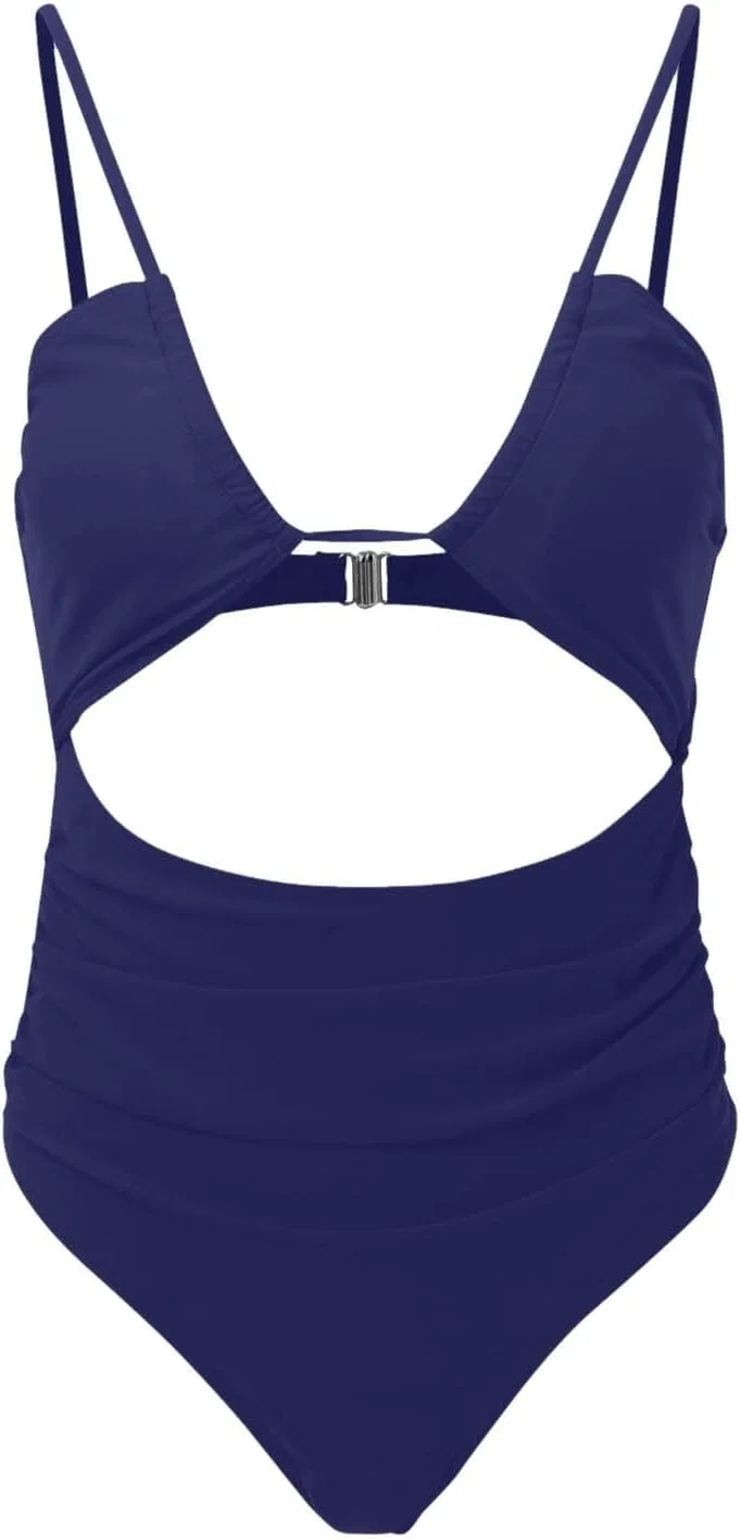 Женский цельнокроеный купальник с утяжкой живота Soft, Navy — фото 4