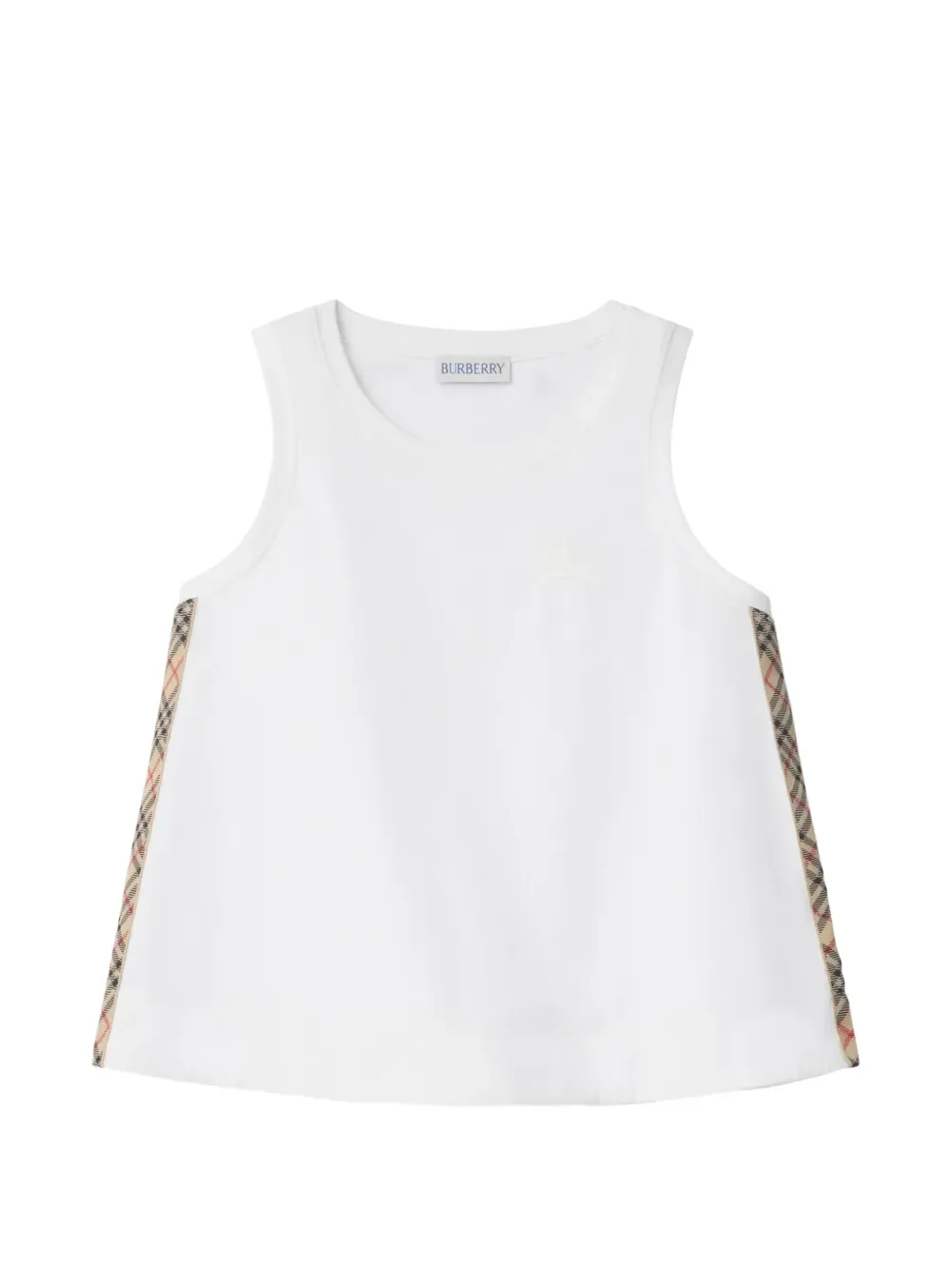 Хлопковый топ с отделкой в клетку BURBERRY KIDS, белый
