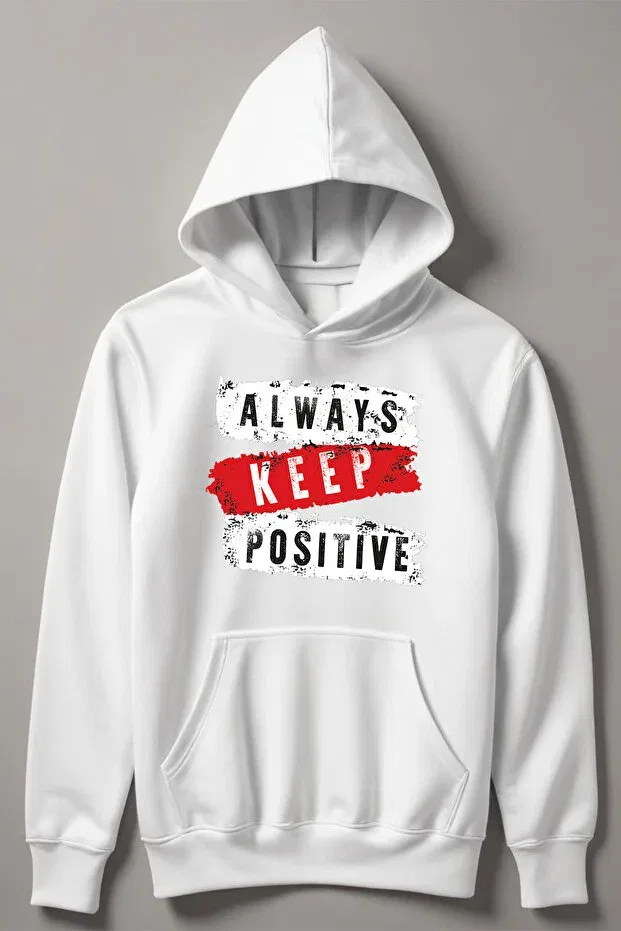 Детское худи для девочек с принтом Always Keep Positive Myada, White