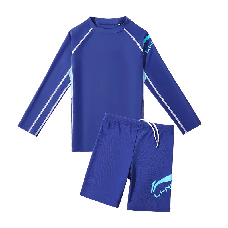 Детский комплект для плавания с длинным рукавом и шортами, Purple, Li-Ning