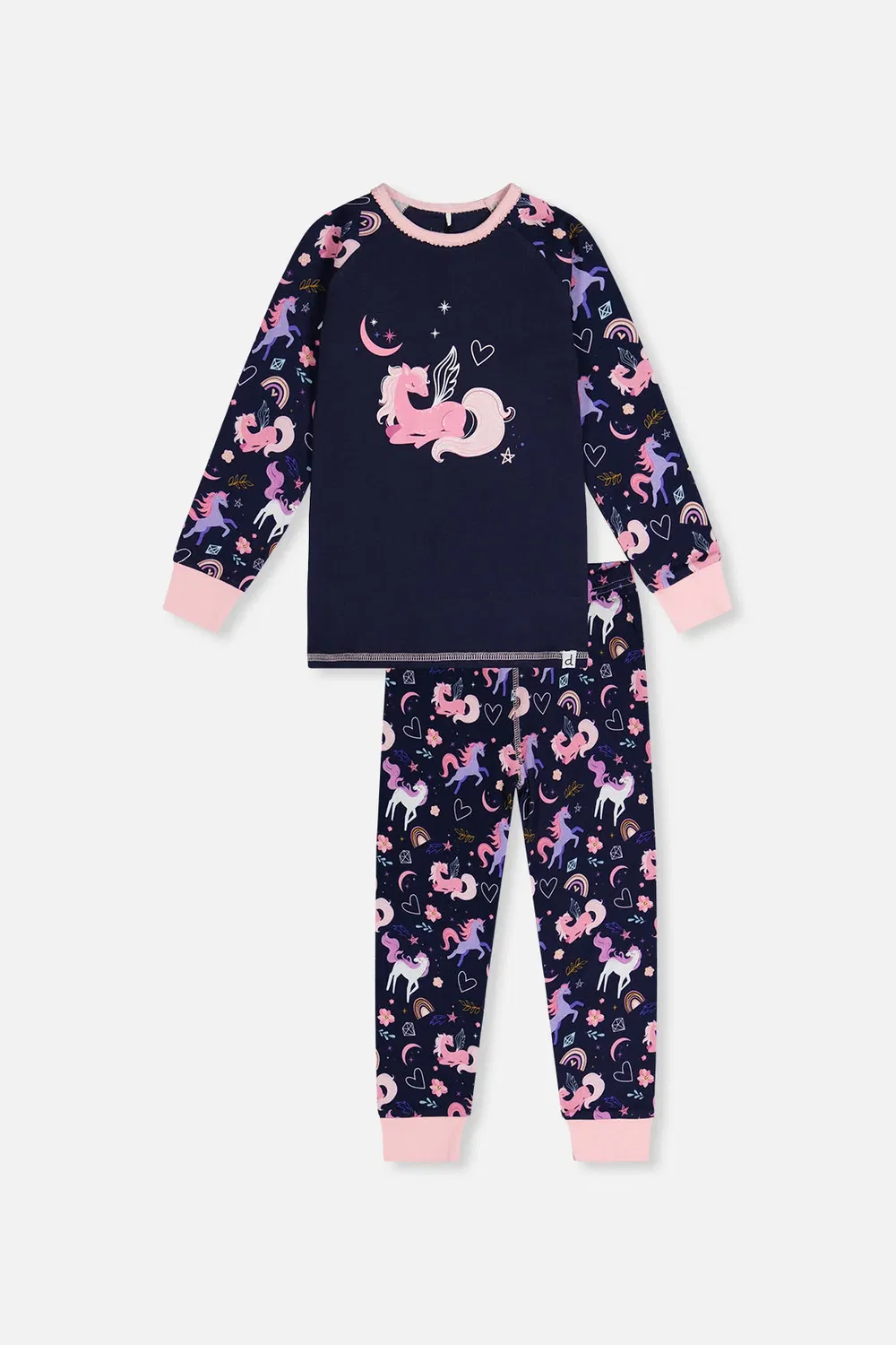 Детский комплект пижамы из органического хлопка с длинным рукавом Purple Unicorn Print Deux par Deux