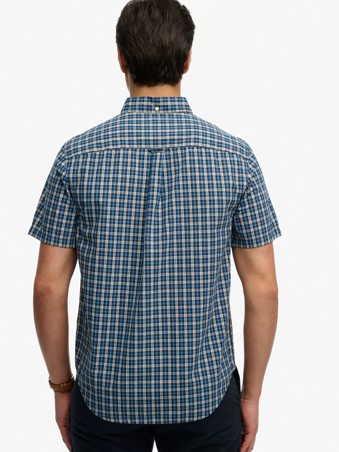 Рубашка с коротким рукавом Superdry Quays Navy Blue Check, темно-синий в клетку — фото 2