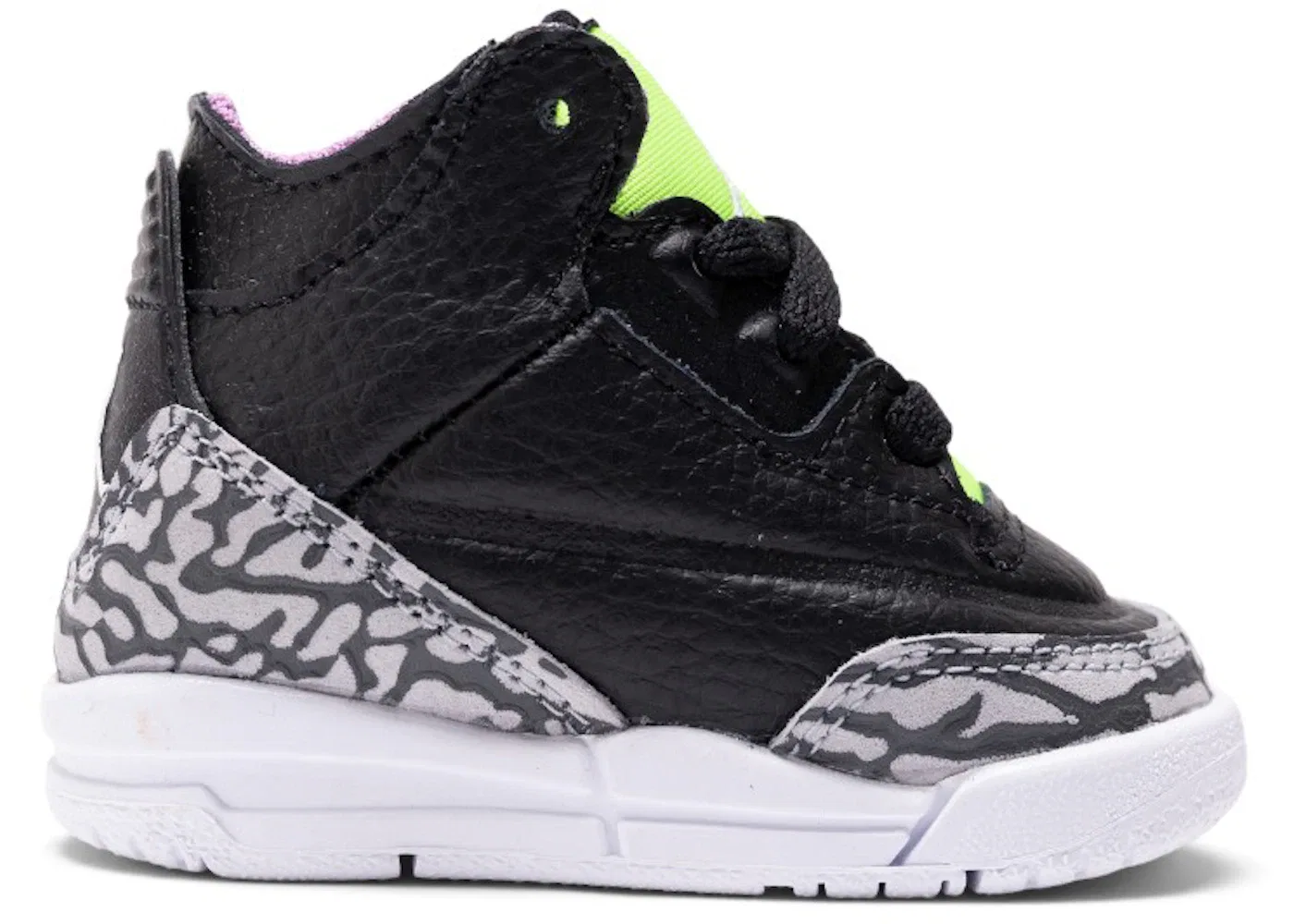 Детские кроссовки Lifestyle Jordan 3 Retro Jordan, Black/White/Electric Green/Violet Shock/Green Glow
