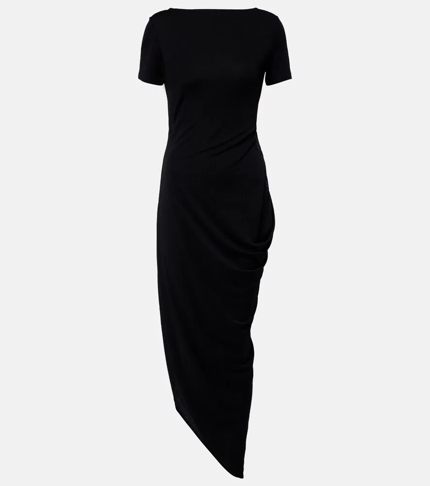 Платье-миди из трикотажа с вырезом на подошве Jacquemus, черный