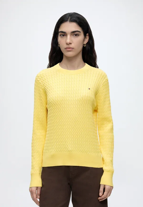 Джемпер с косами Cable fine sweater Tommy Hilfiger, citronella