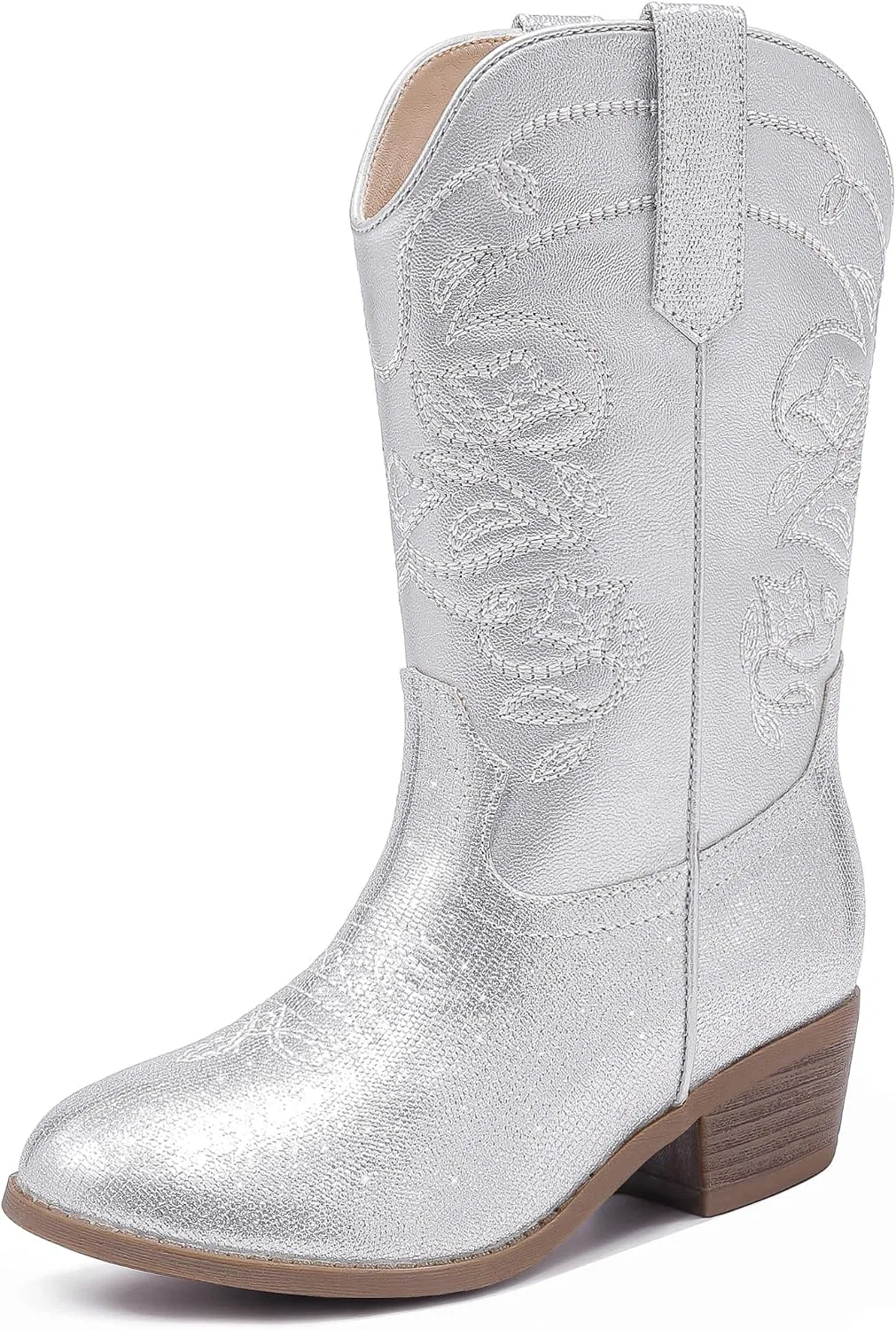Детские сапоги для девочек с вышивкой Cowgirl Boots LAURMOSA, Silver