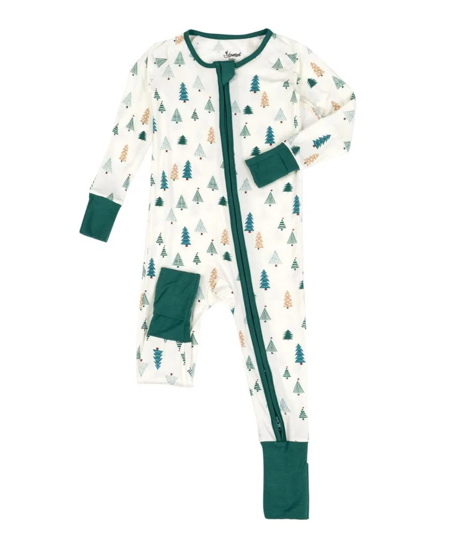 Детский слип-пижама из вискозы от бамбука с длинным рукавом, модель Holiday Pajamas Leveret, Tree — фото 2